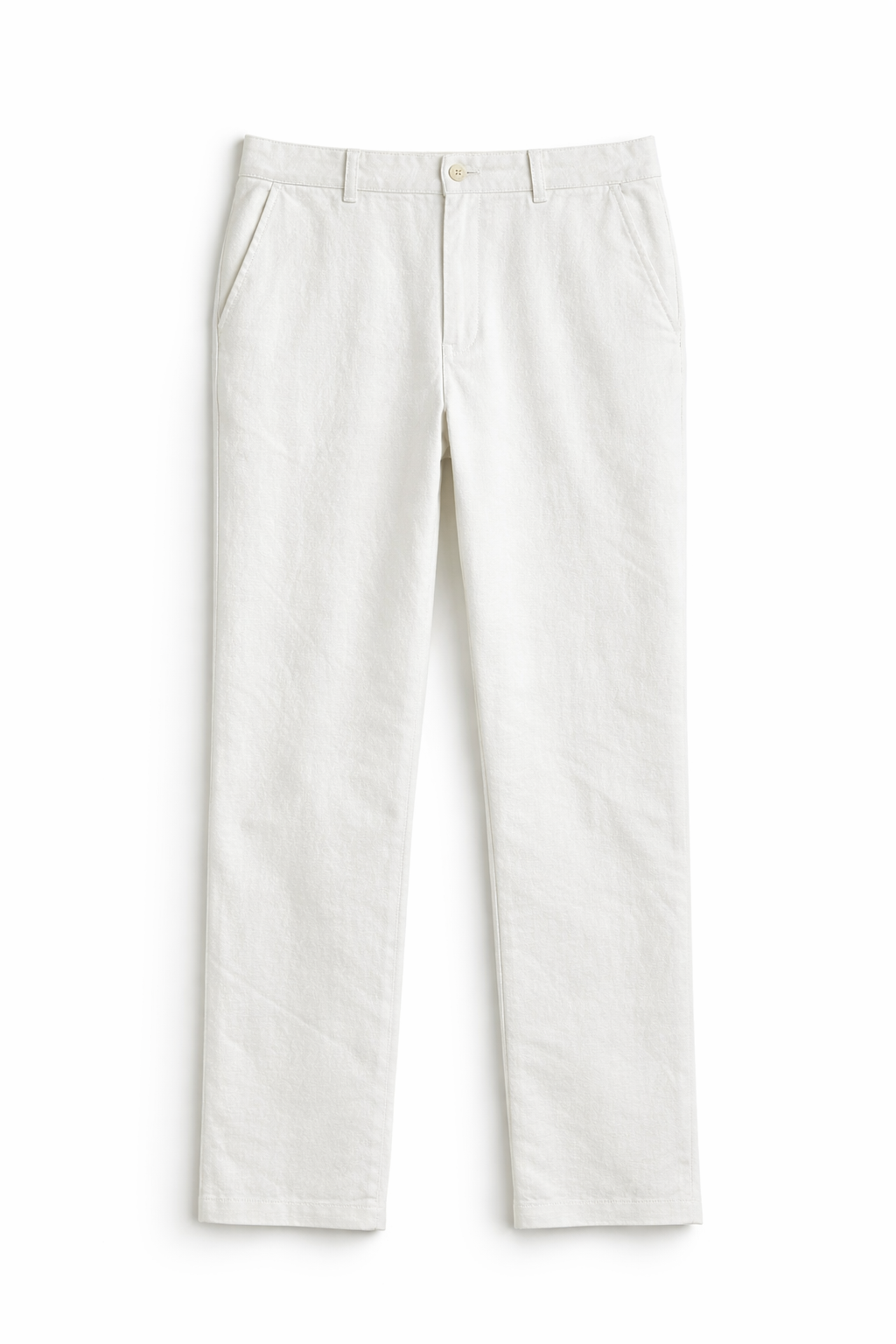 White Slim Linen Pants