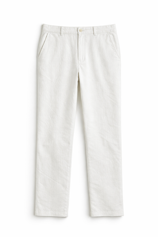 White Slim Linen Pants