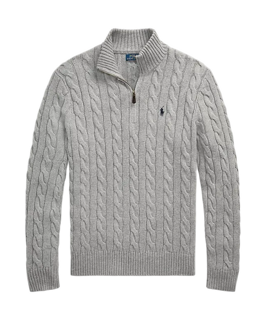 (Grey) Knit Quarter Zip